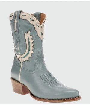 Tecovas Jolene Seafoam and Cream Western Ankle Boots